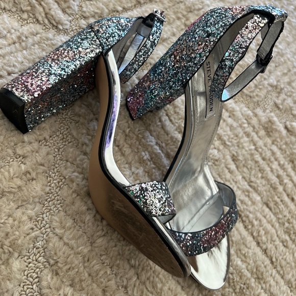 Steve Madden Carsson Bright Multi Rainbow Glitter Pumps Size 10 - Picture 4 of 15